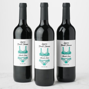 Turquoise Lingerie Bridal Shower Wine Label