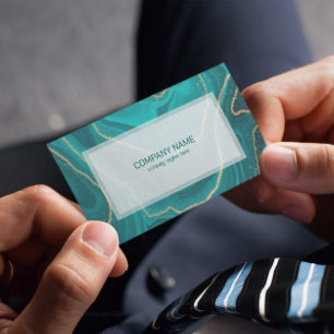 Turquoise liquid marble texture business card