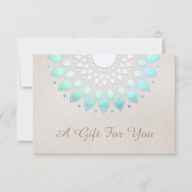 Turquoise Lotus Flower Gift Certificate (Front)