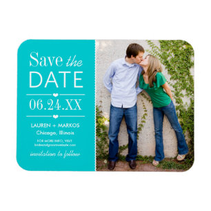 Turquoise Lovely Details Wedding Photo Save Date Magnet