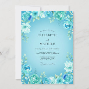 Turquoise Luminous Spring Wedding Invitation