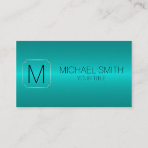 Turquoise Luxury Stainless Steel Metal Monogram Business Card