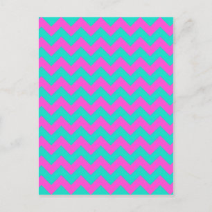 Turquoise Magenta Chevron Postcard