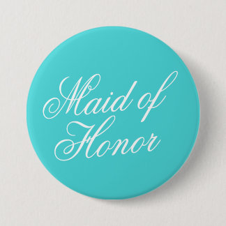 Turquoise Maid of Honour Button Pin