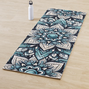 Turquoise Mandala composition Yoga Mat