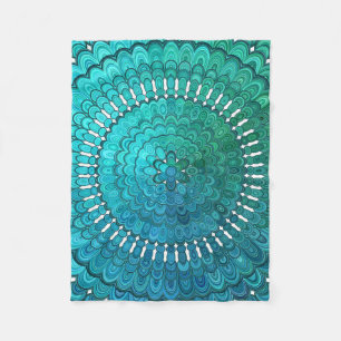 Turquoise Mandala Fleece Blanket