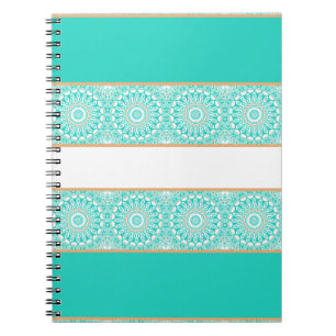 Turquoise Mandala Stripe Pattern Notebook