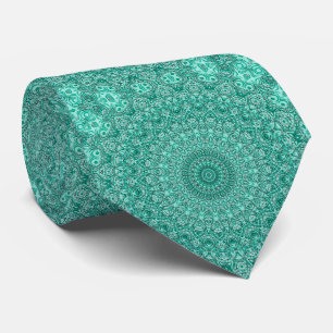 Turquoise Mandala with Intricate Symmetry Tie