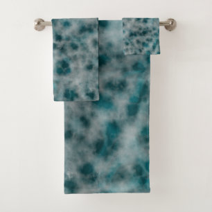 Turquoise Marble abstract Bath Towel Set