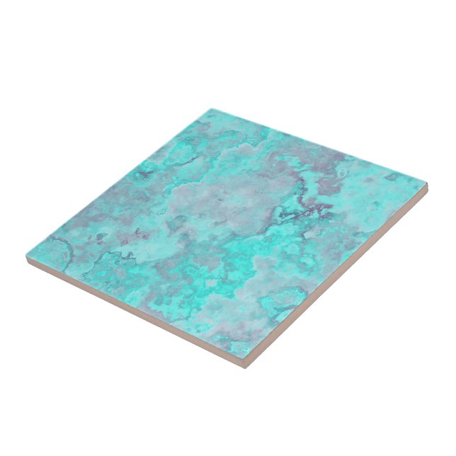 Turquoise Marble Abstract Ceramic Tile (Side)