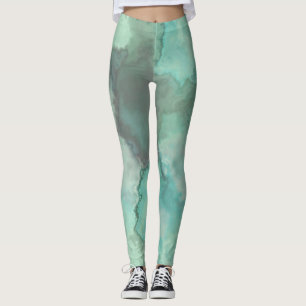 Turquoise Marble Abstract Leggings