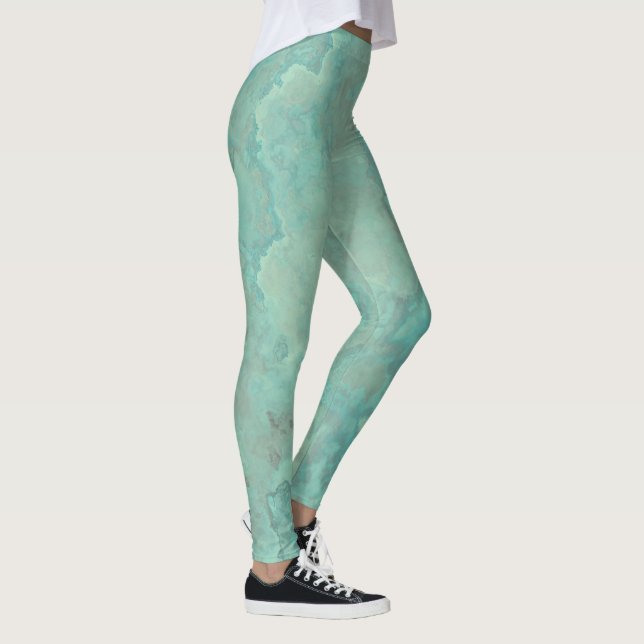 Turquoise Marble Abstract Rug Leggings (Right)