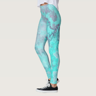 Turquoise Marble Abstract Rug Leggings
