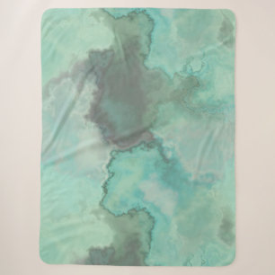 Turquoise Marble Abstract Sherpa Blanket
