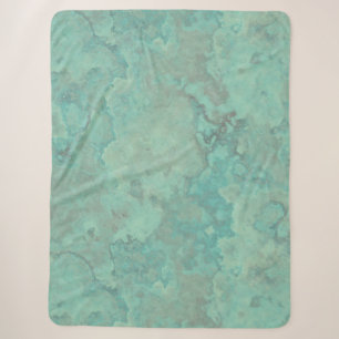 Turquoise Marble Abstract Sherpa Blanket