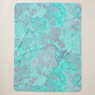 Turquoise Marble Abstract Sherpa Blanket