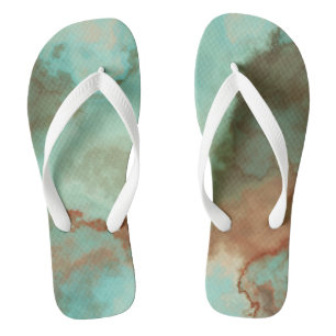 Turquoise Marble Abstract Thongs
