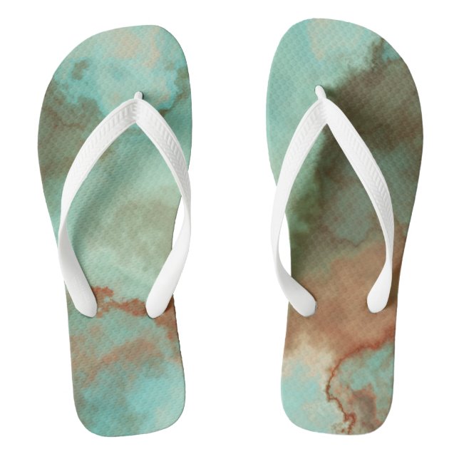 Turquoise Marble Abstract Thongs (Footbed)