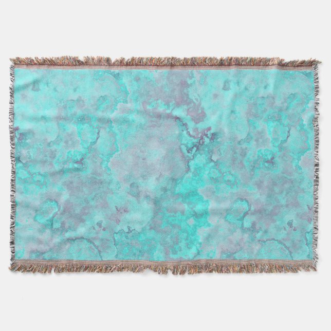 Turquoise Marble Abstract Throw Blanket (Front)