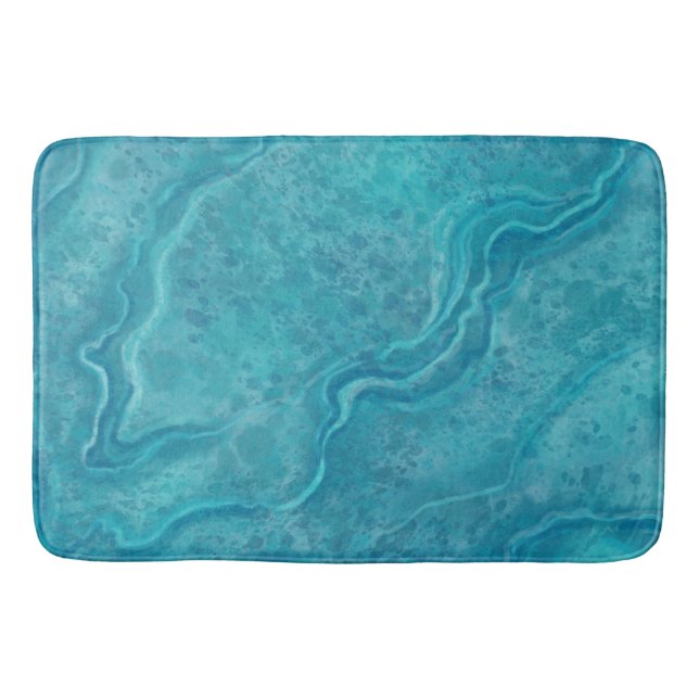 Turquoise Marble Bath Mat Rug (Front)
