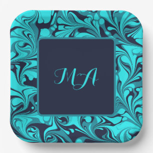 Turquoise Marble Paper Plate