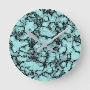 Turquoise Marble Pattern Round Clock