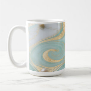 Turquoise Marble Pearl Gold Swirl Coffee Mug