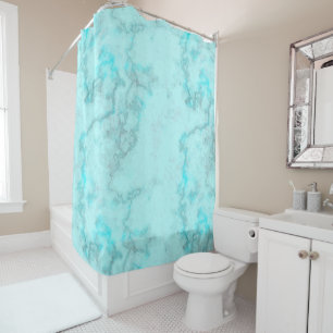 Turquoise marble shower curtain