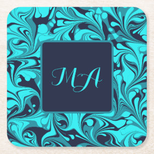 Turquoise Marble Square Paper Coaster