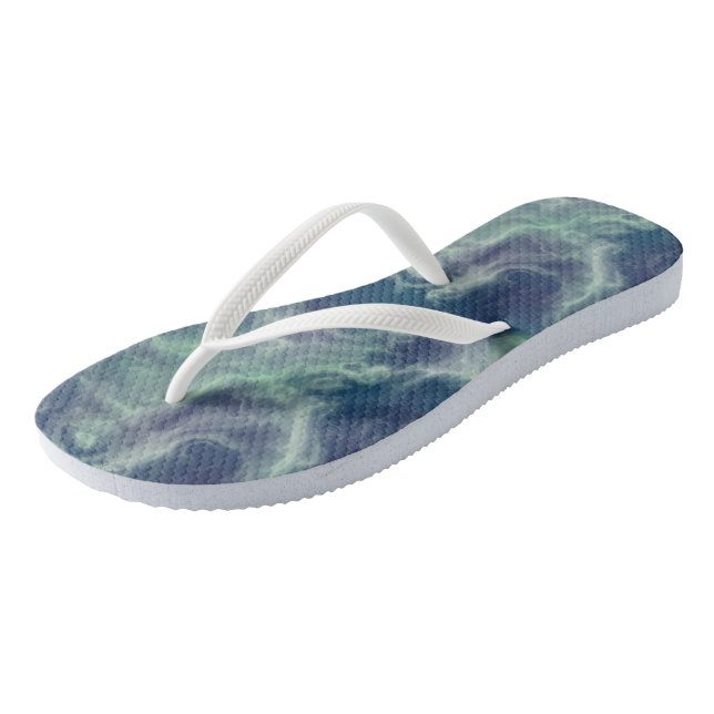 Turquoise Marble Swirl Abstract Thongs (Angled)
