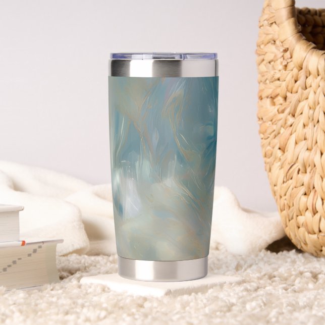 Turquoise Marble Swirl Pattern Insulated Tumbler (Living Room (Rotated))