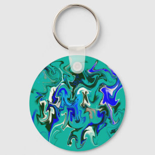 Turquoise marble texture key ring