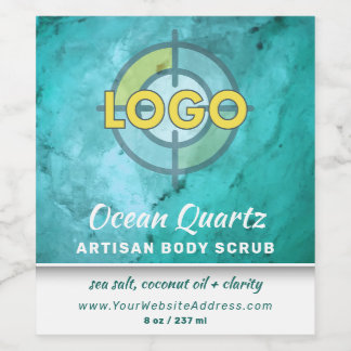 Turquoise Marble Texture Logo Custom Branded  Wine Label