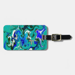 Turquoise marble texture luggage tag
