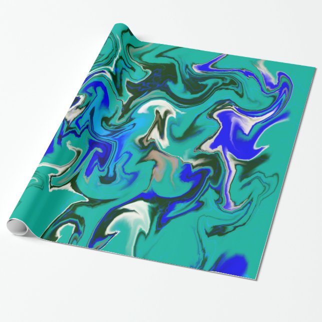 Turquoise marble texture wrapping paper (Unrolled)