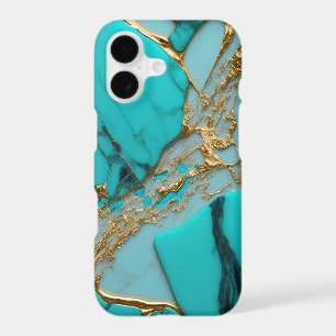 Turquoise Marble with Golden Veins