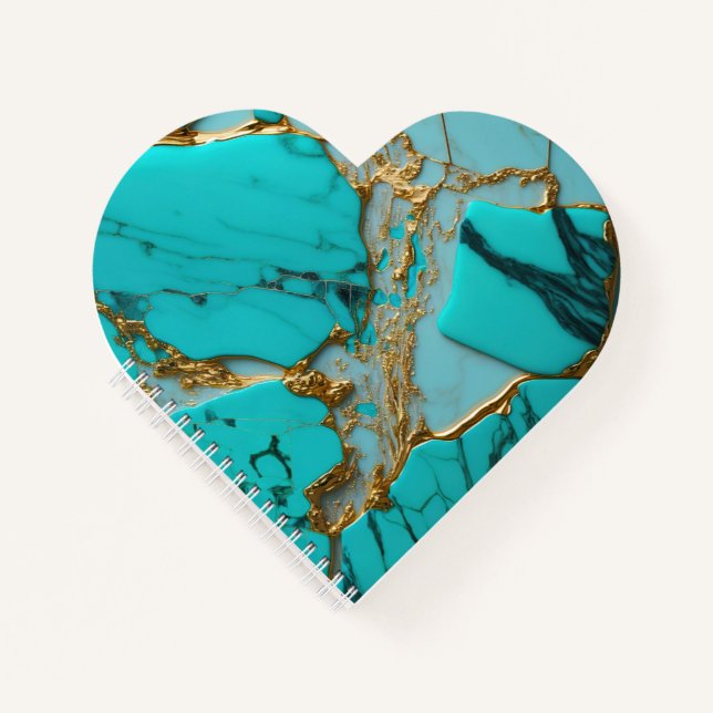 Turquoise Marble with Golden Veins Notebook (Front)