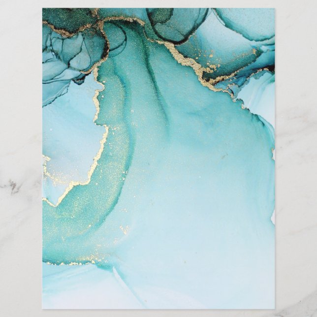 Turquoise Marbled Abstract Scrapbook Paper (Front)