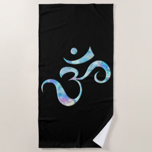 Turquoise Marbled Om Beach Towel