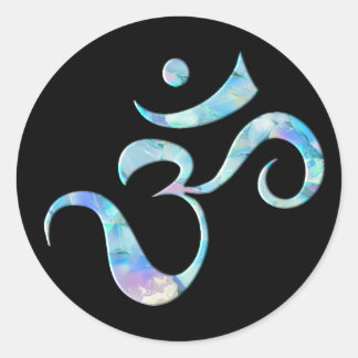 Turquoise Marbled Om Classic Round Sticker