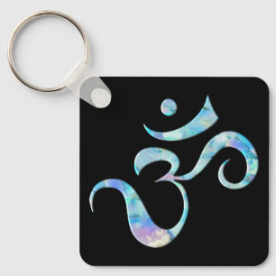 Turquoise Marbled Om Key Ring