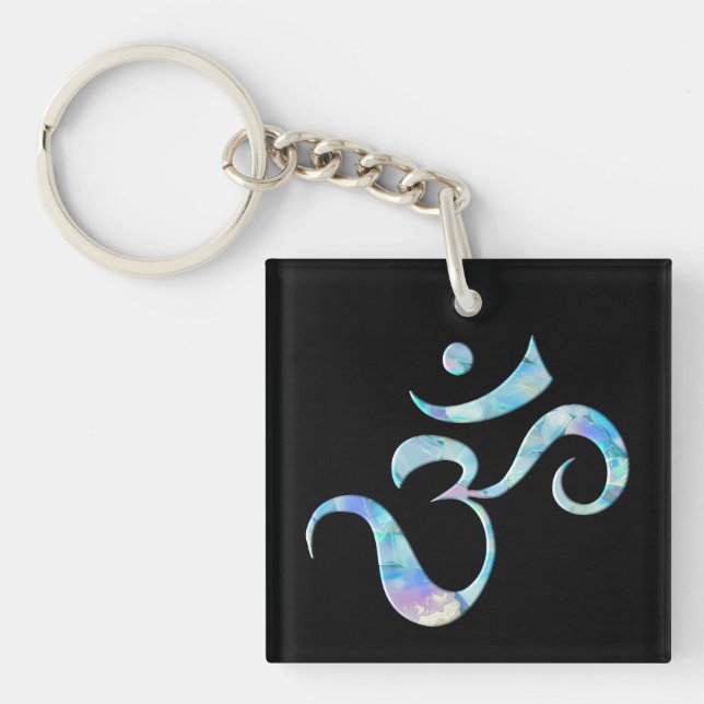 Turquoise Marbled Om Key Ring (Front)