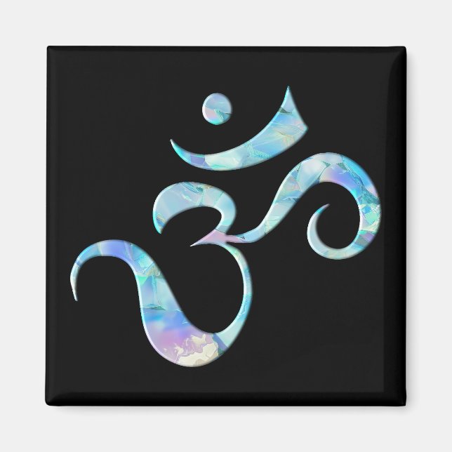 Turquoise Marbled Om Magnet (Front)