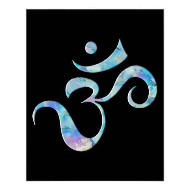 Turquoise Marbled Om Poster (Front)