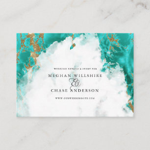 Turquoise Marbled Watercolor Geode  BarefootBride™ Business Card