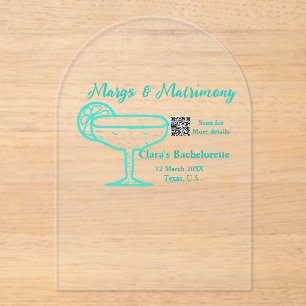 Turquoise Margs & Matrimony Bachelorette party  Acrylic Invitations
