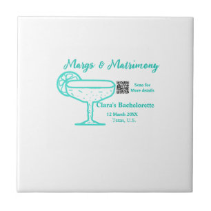 Turquoise Margs & Matrimony Bachelorette party  Ceramic Tile