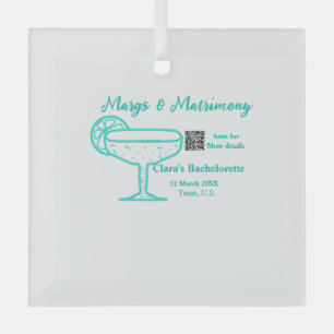 Turquoise Margs & Matrimony Bachelorette party  Glass Tree Decoration