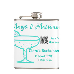 Turquoise Margs & Matrimony Bachelorette party  Hip Flask