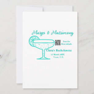 Turquoise Margs & Matrimony Bachelorette party Holiday Card